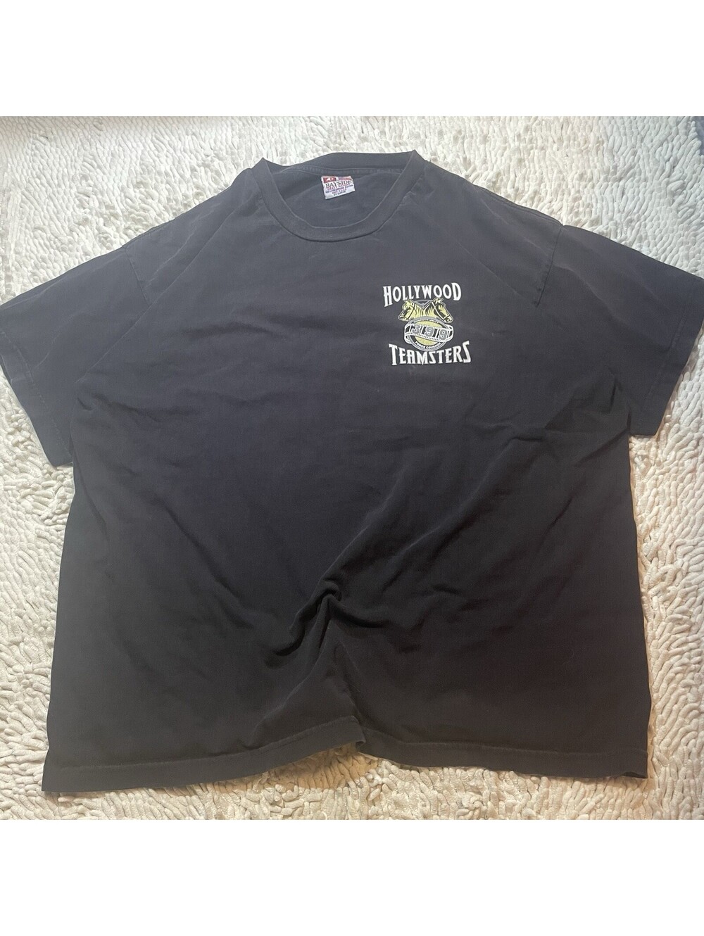 Bayside Hollywood Teamsters Shirt Mens 2XL Black USA Flag Troops Graphic Tee